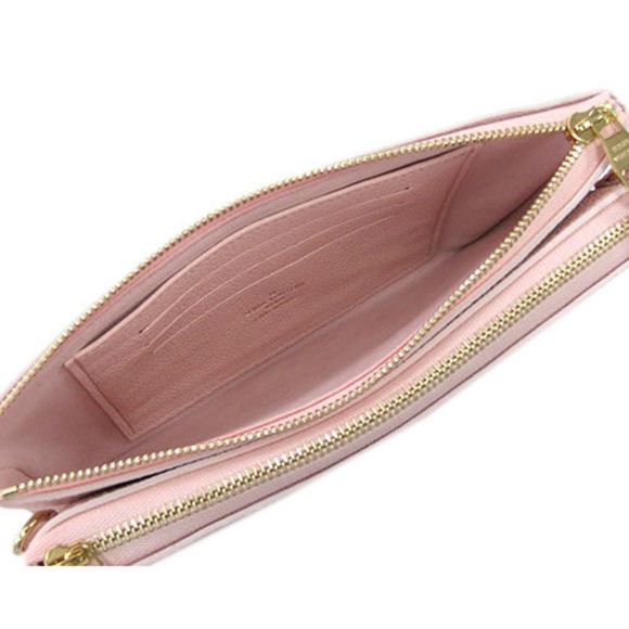 Bag Monogram Implant Pochette Double Zip Rose Candy Pink Shoulder Pouch Clutch - Picture 8 of 9